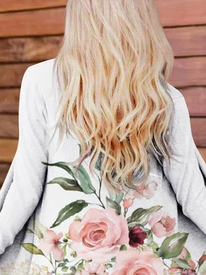 Floral Wrap Vacation Knitted Cardigan Coat