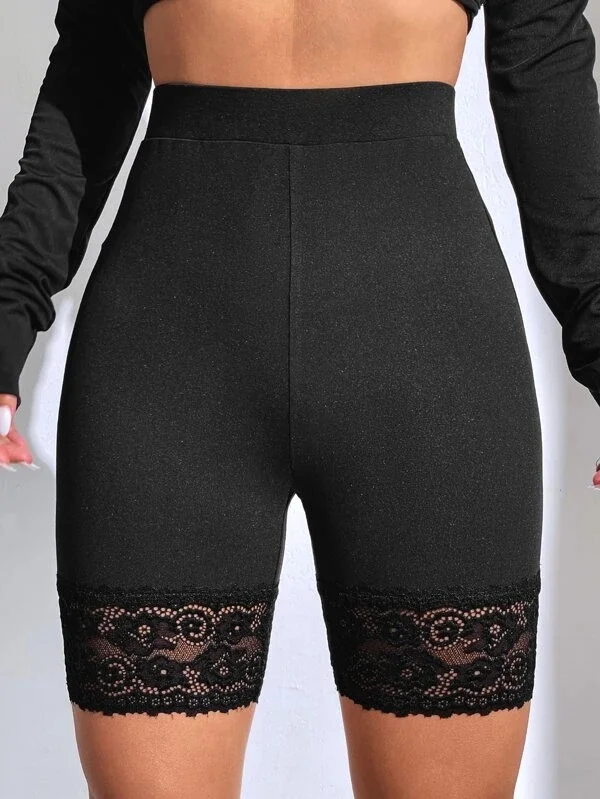 Casual Tight Lace Plain Leggings