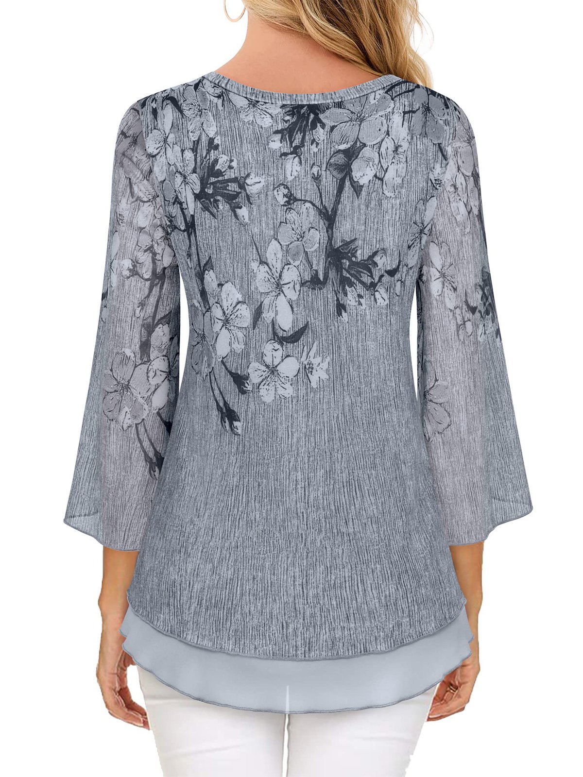 Floral Elegant Loose V Neck Shirt