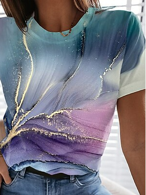 Ombre Crew Neck Casual T-Shirt