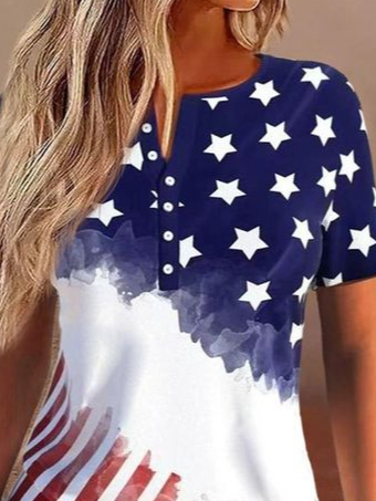 Casual Buckle Independence Day Jersey Shirt