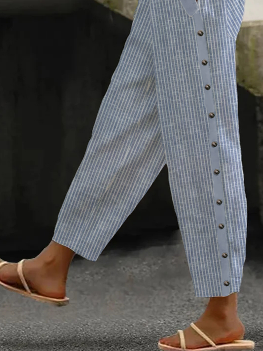 Striped Casual Cotton Loose Pants