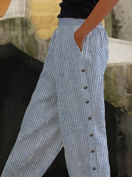 Striped Casual Cotton Loose Pants