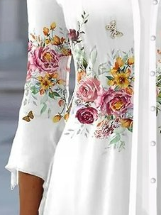 Floral Casual V Neck Knitted Kimono