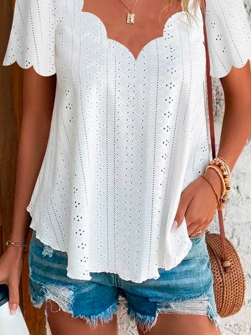 V Neck Loose Casual Plain Shirt