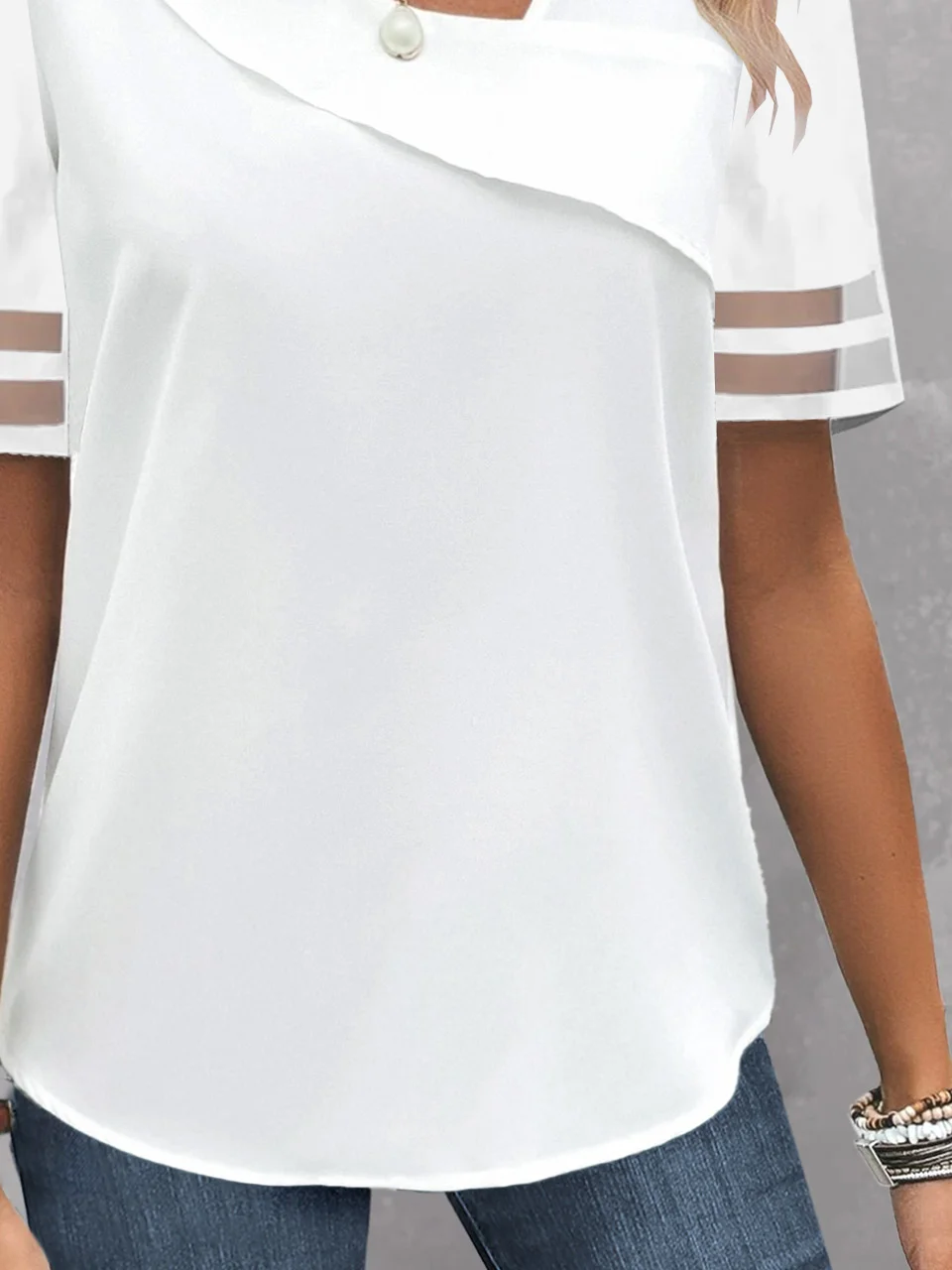 Cotton Asymmetrical Plain Casual Shirt