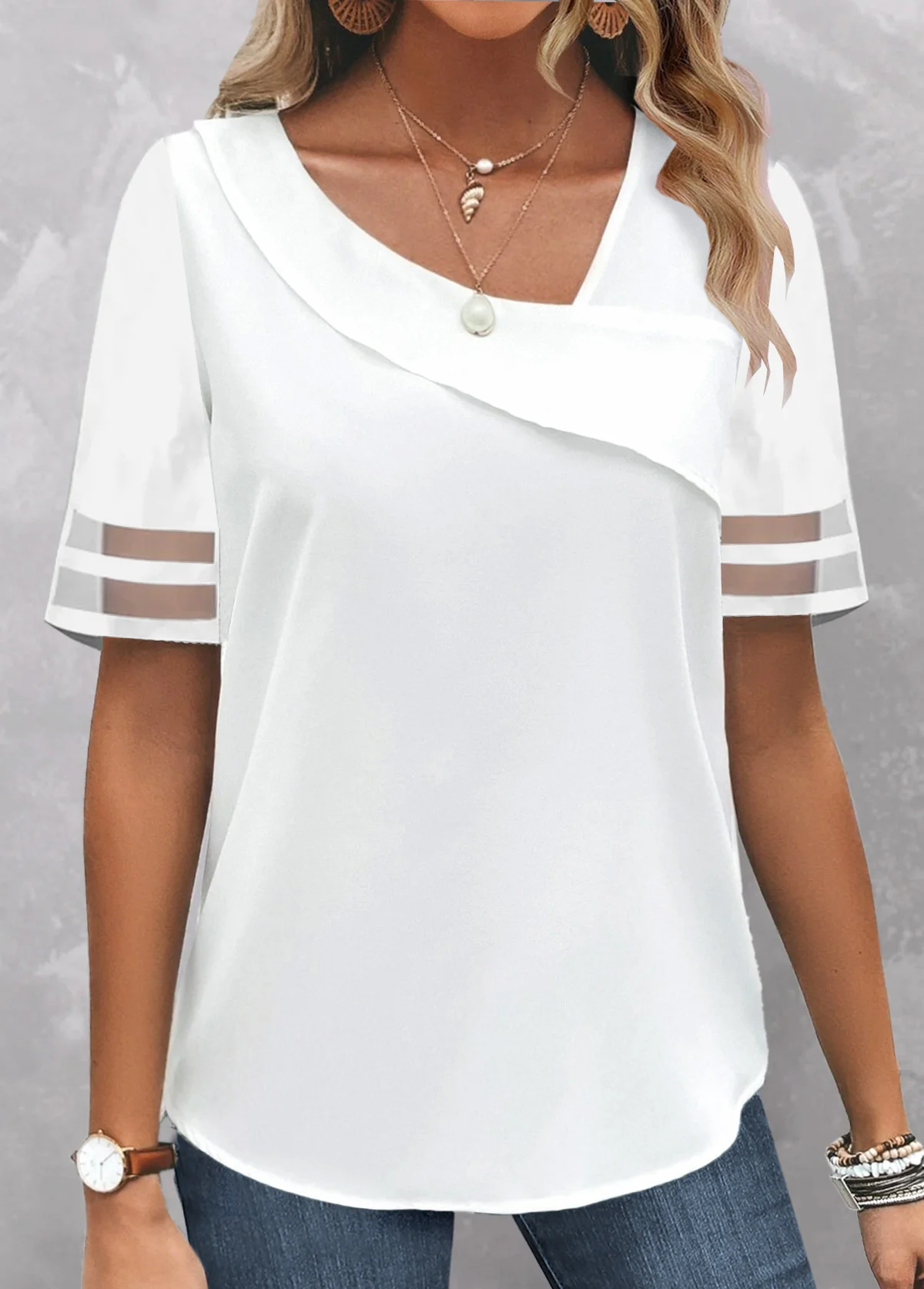 Cotton Asymmetrical Plain Casual Shirt