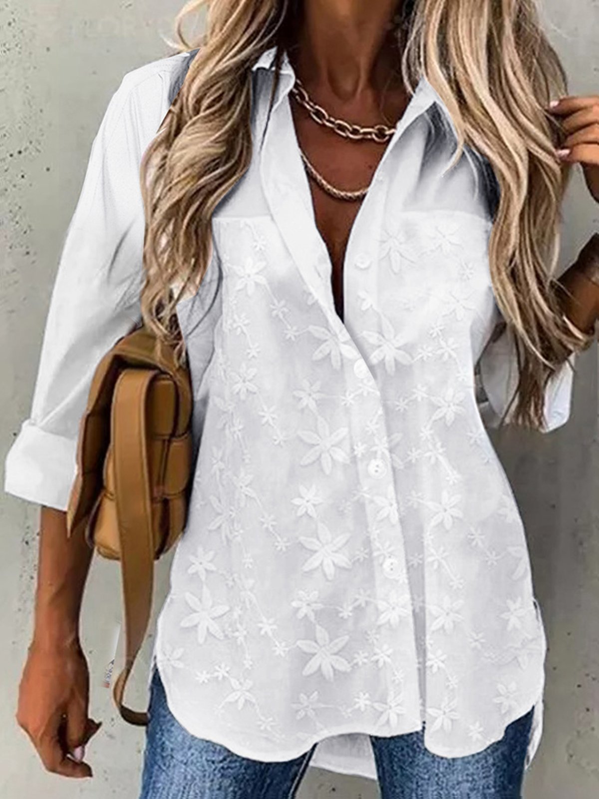 Casual Loose Shirt Collar Blouse