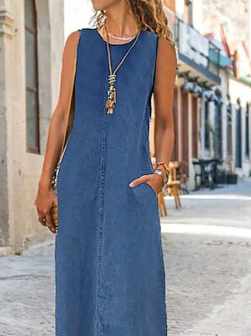 Denim Plain Casual Washing Process Dress