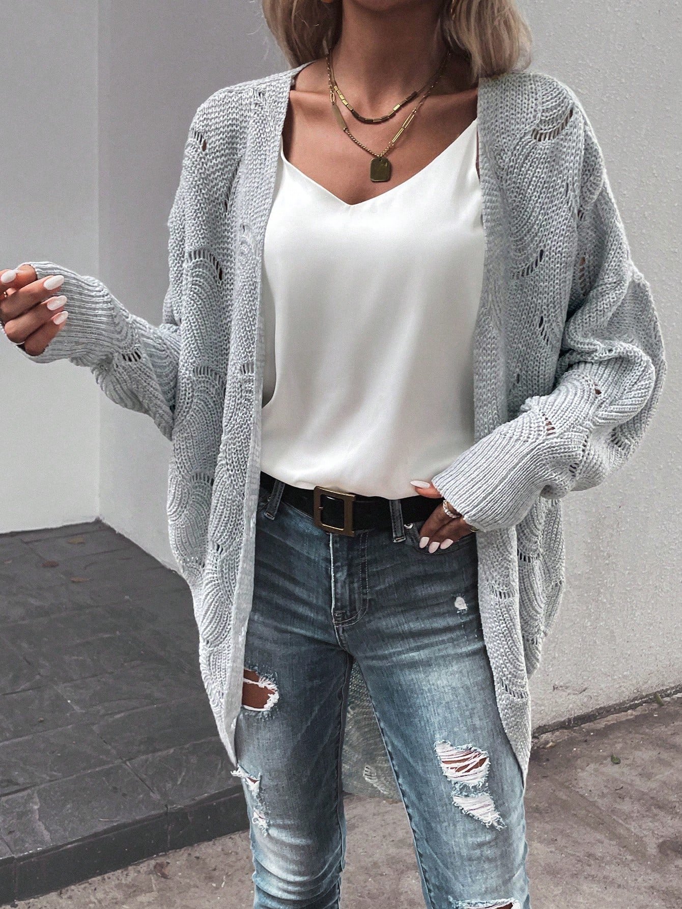 Loose Plain Others Casual Cardigan