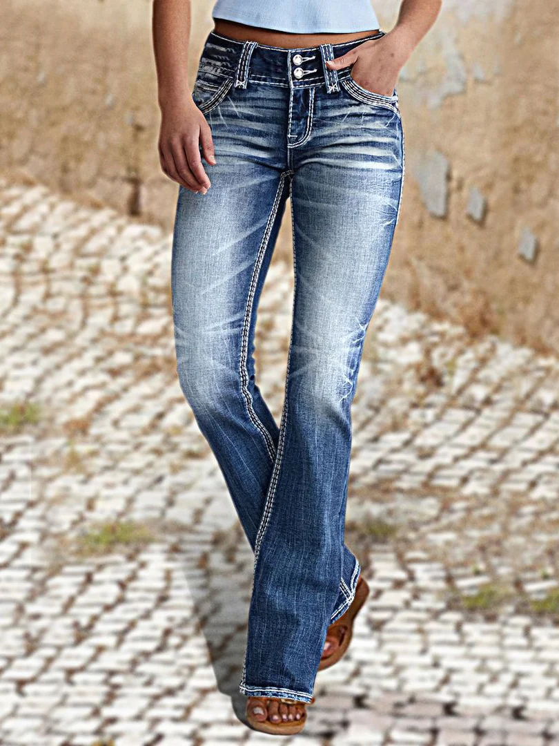 Casual Regular Fit Denim Plain Pants