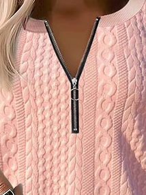 Solid Color Casual Texture Knitted Sweater