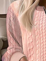 Solid Color Casual Texture Knitted Sweater