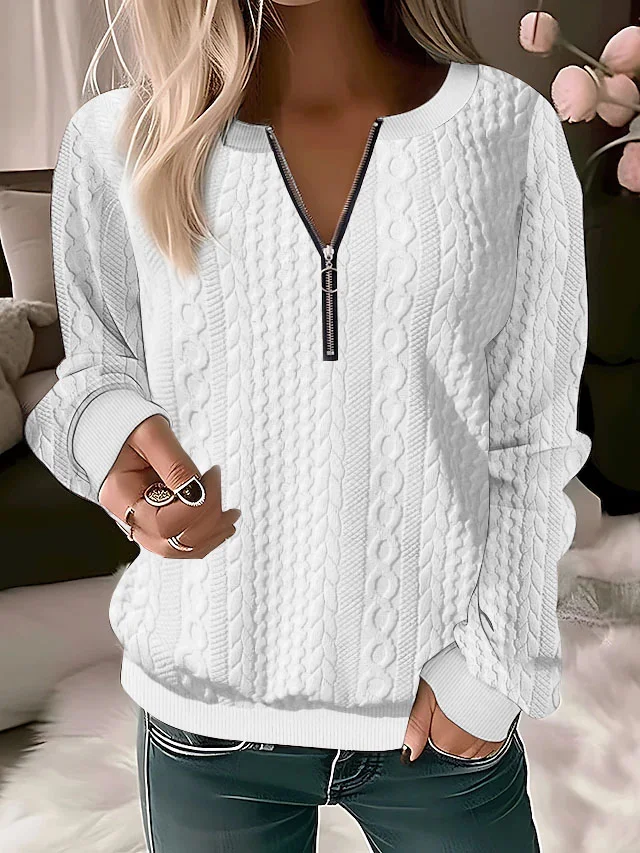 Solid Color Casual Texture Knitted Sweater