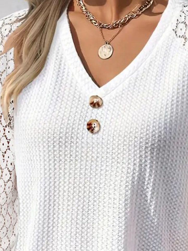 Buttoned Lace Casual Shirt