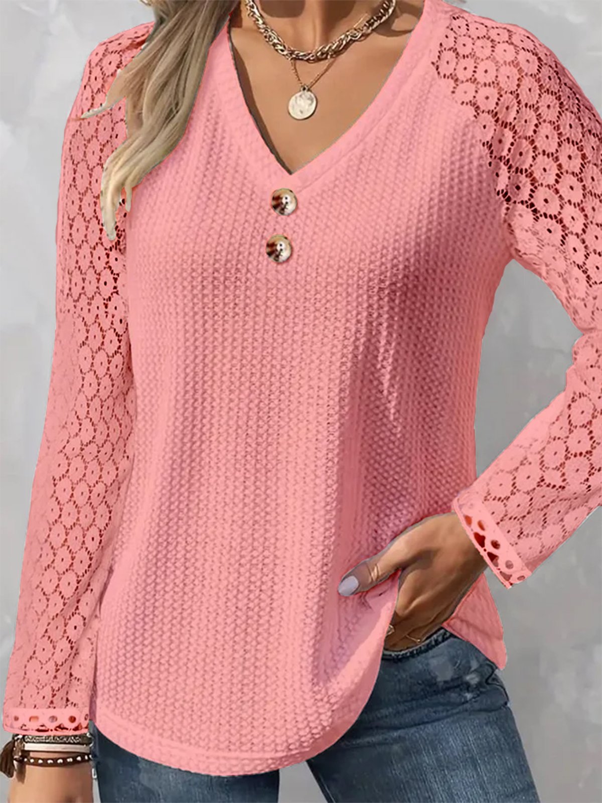 Buttoned Lace Casual Shirt