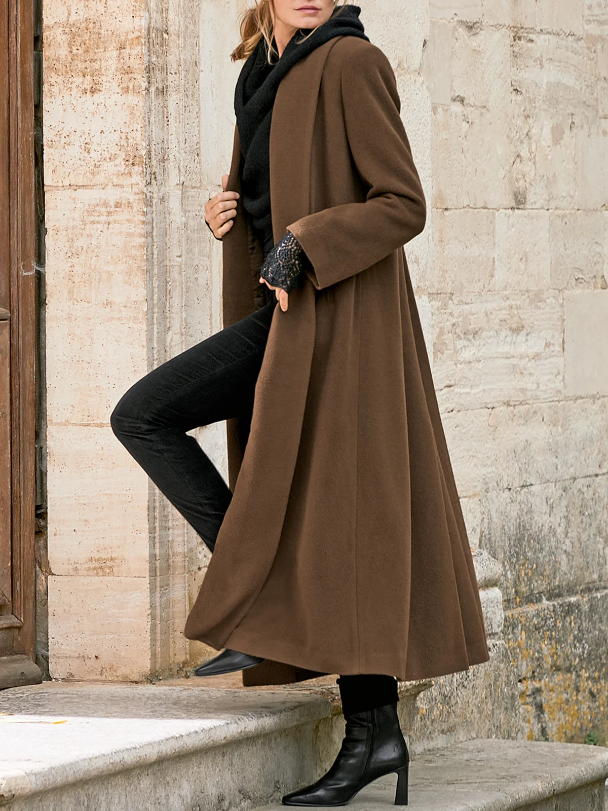 Shawl Collar Loose Vintage Plain Coat