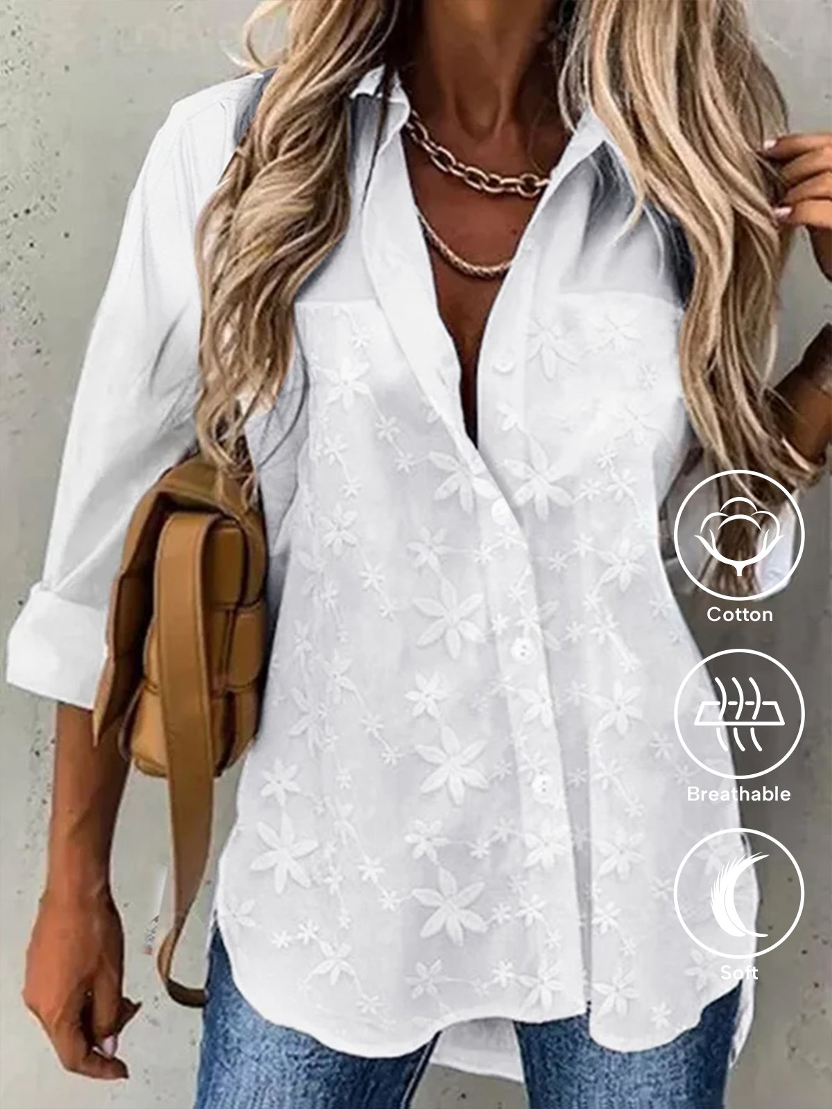 Casual Loose Shirt Collar Blouse