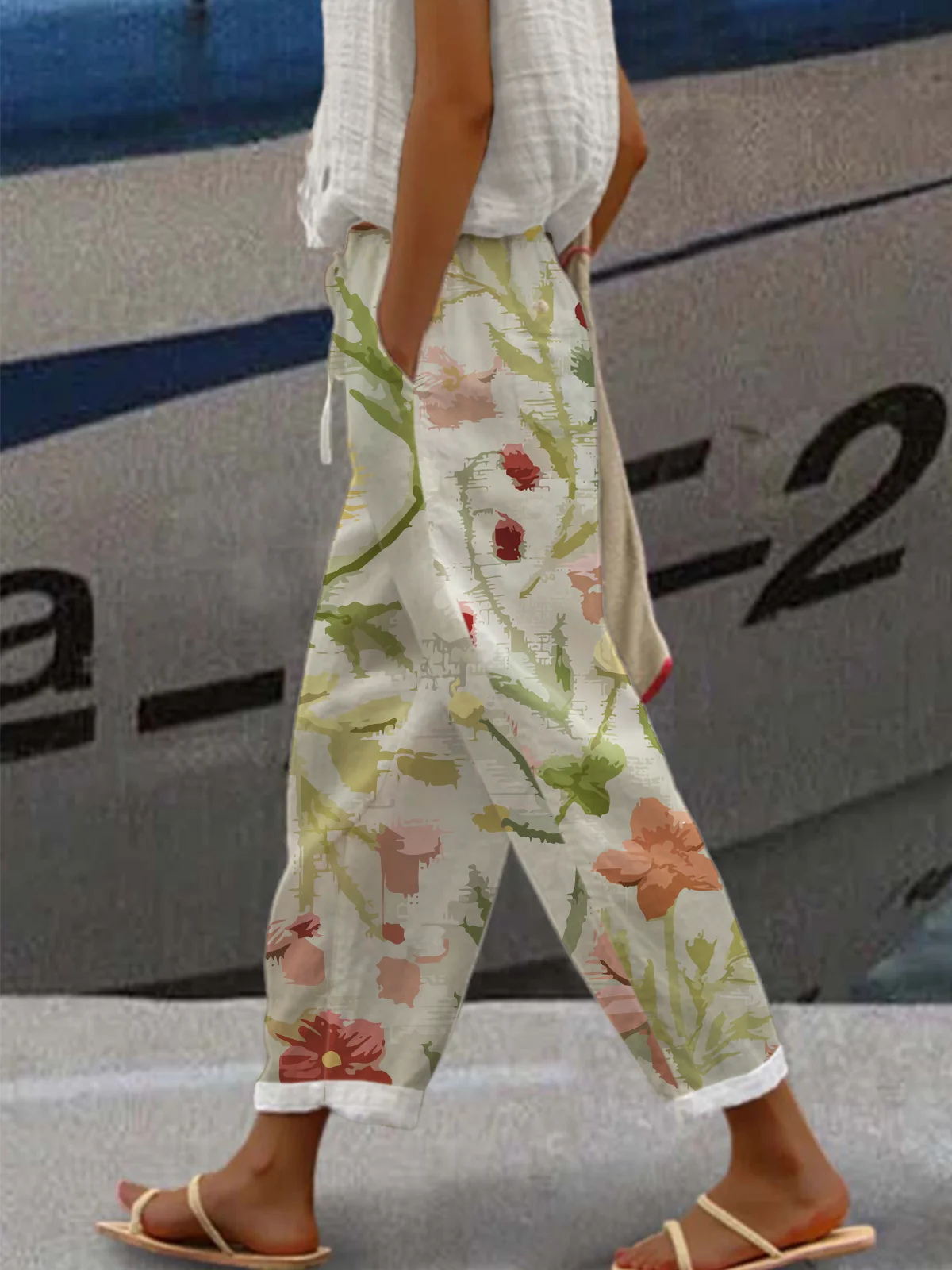 Casual Loose Floral Print Pants