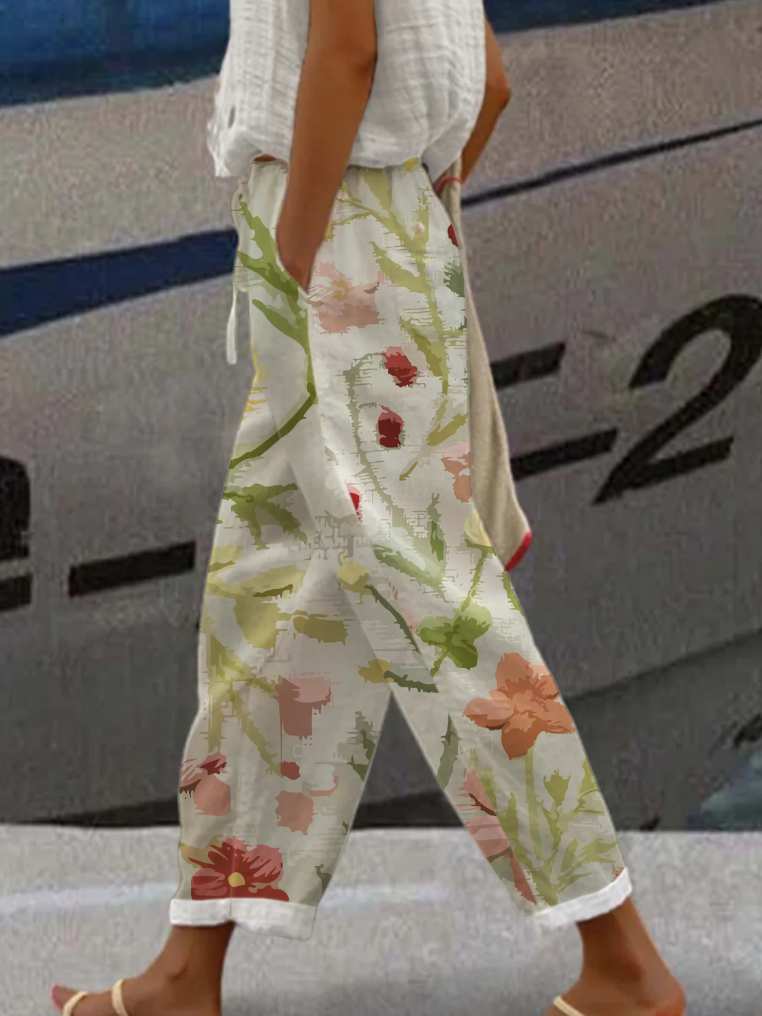 Casual Loose Floral Print Pants