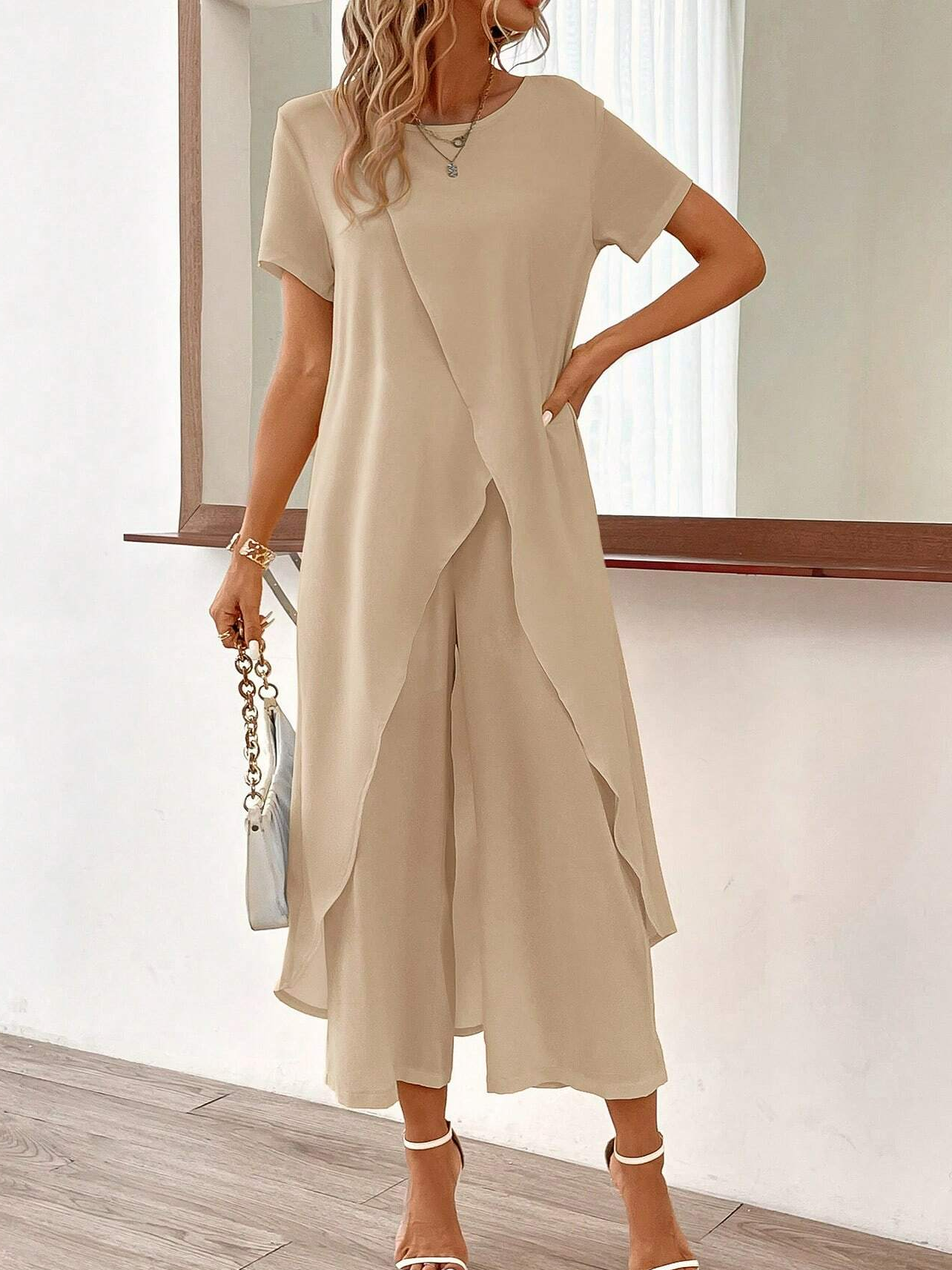 Casual Cotton And Linen Plain Loose Two-Piece Set