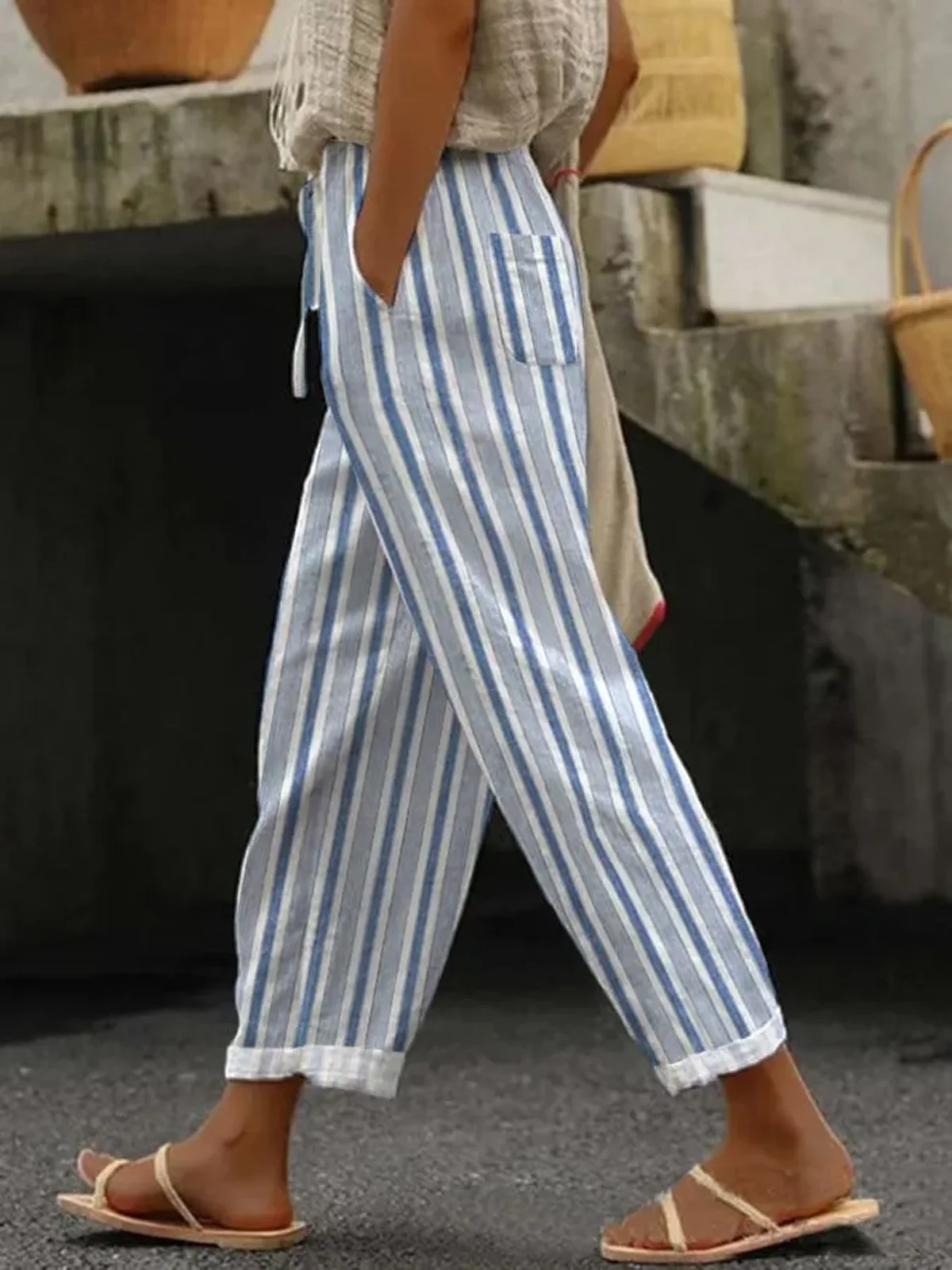 Striped Loose Casual Pants