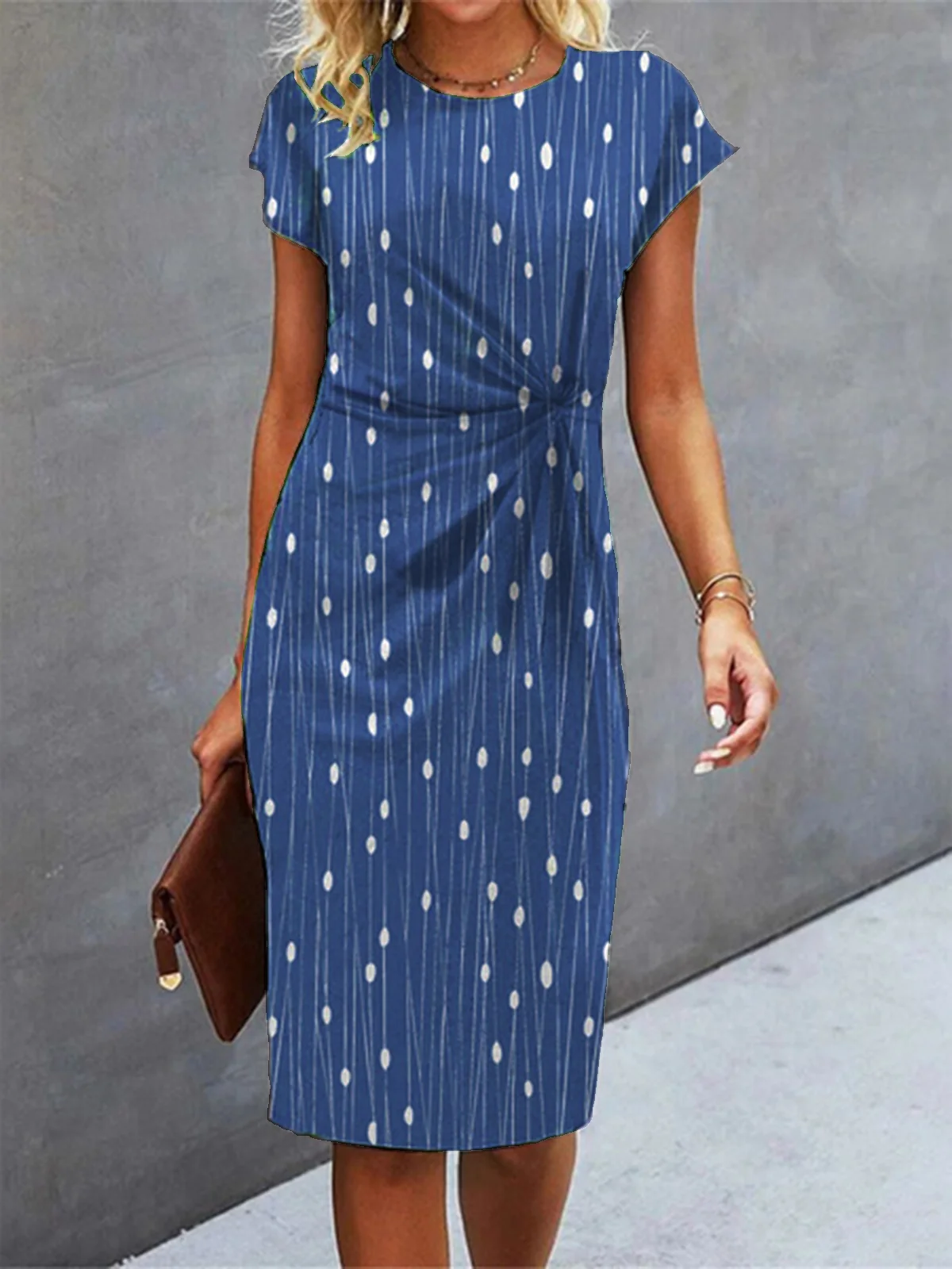 V Neck Elegant Abstract Polka Dots Dress