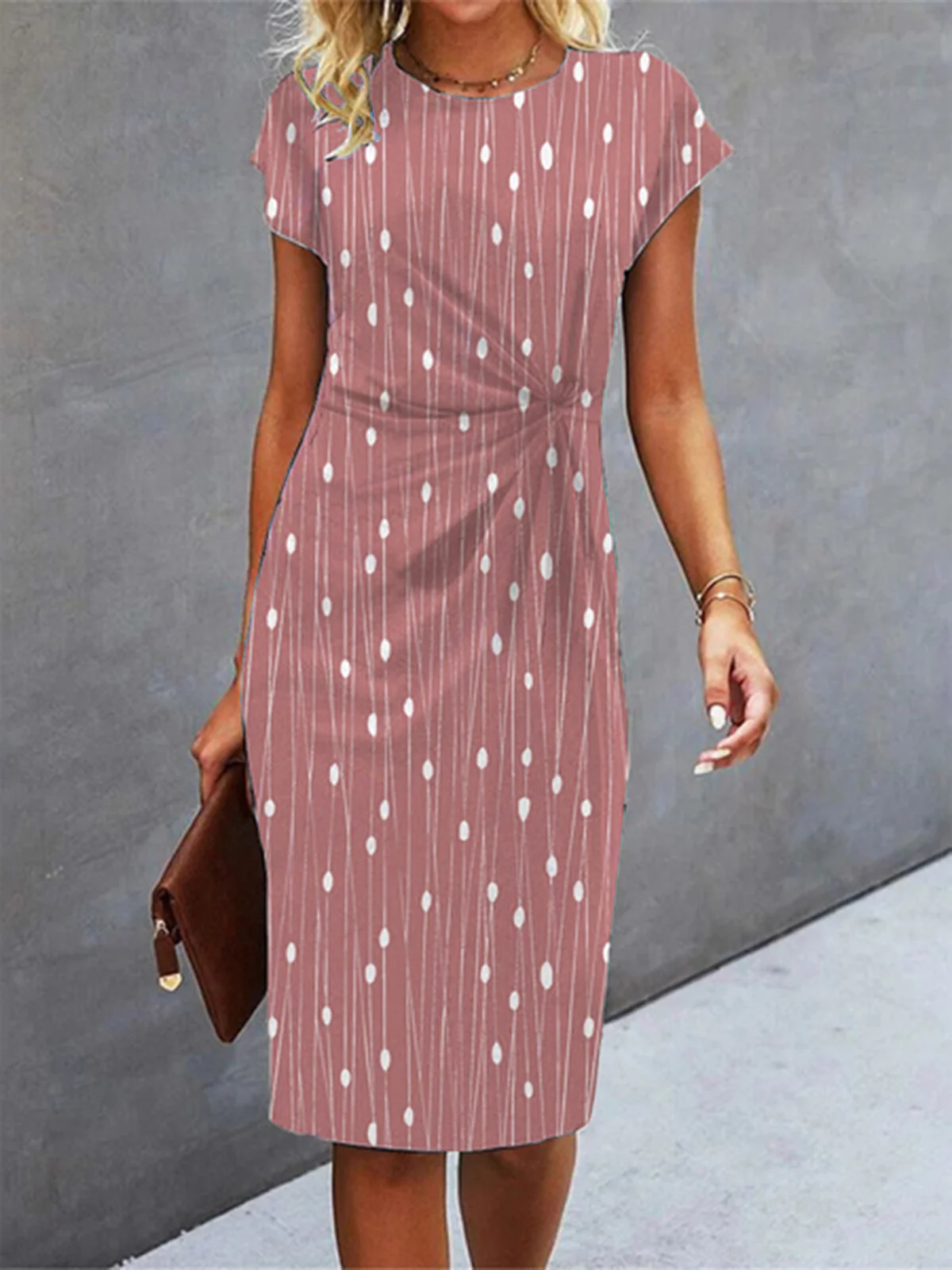 V Neck Elegant Abstract Polka Dots Dress