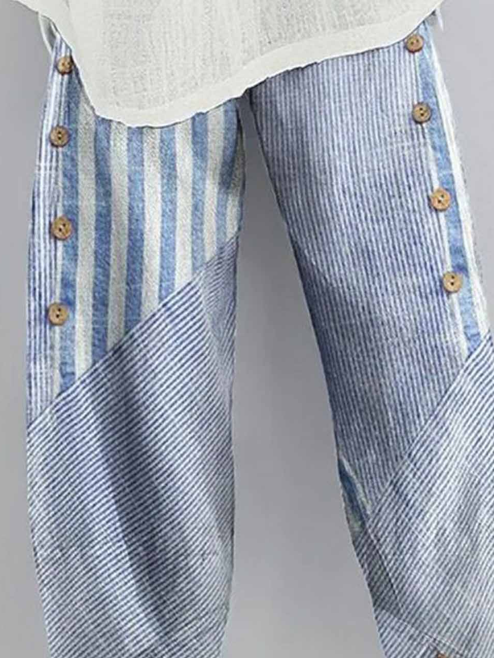 Cotton Striped Casual Pants