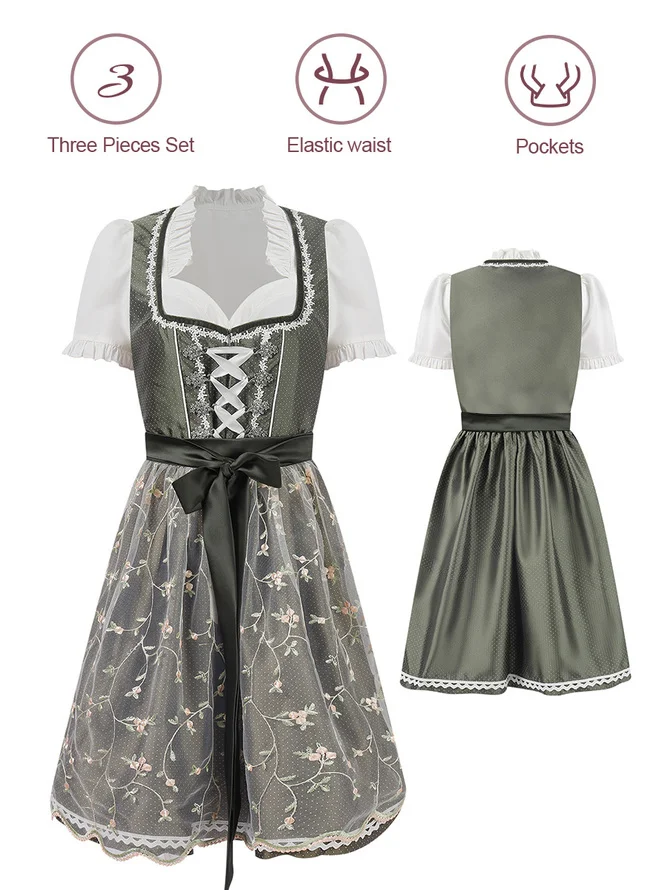 Dirndl Oktoberfest Women's Beer Babe Oktoberfest Costumes Party Weaving Dress