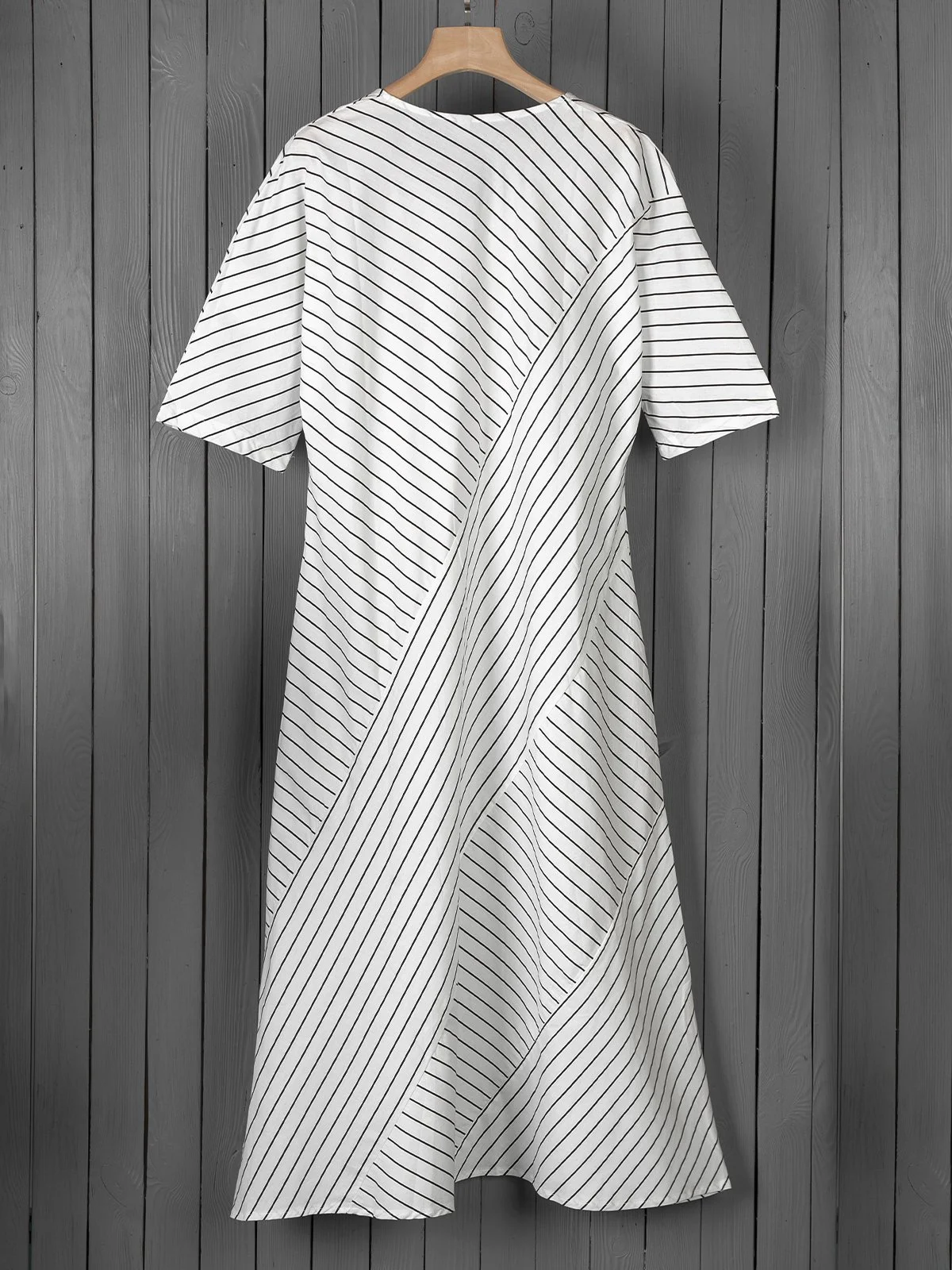 Casual Striped Half Sleeve Loose Long Dress