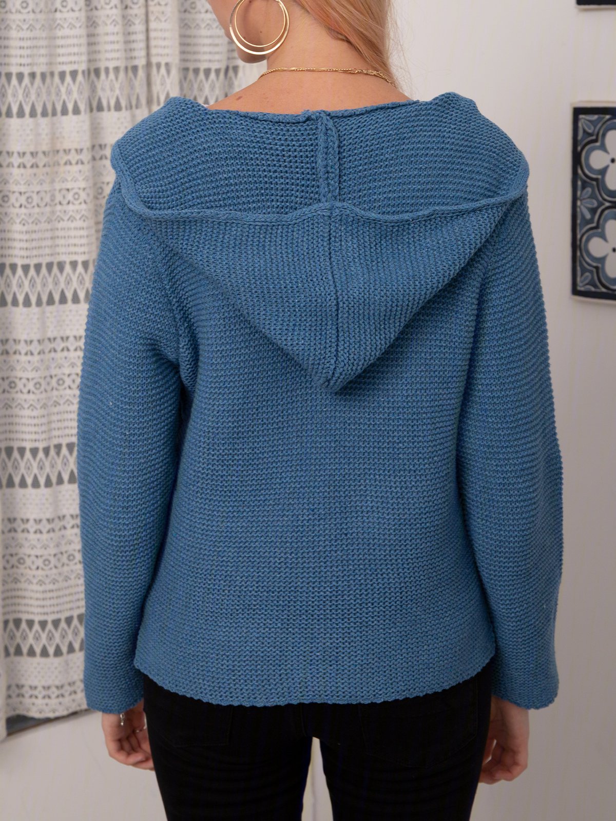 Hooded Buttoned Knitted Cardigan Sweater Sweater coat