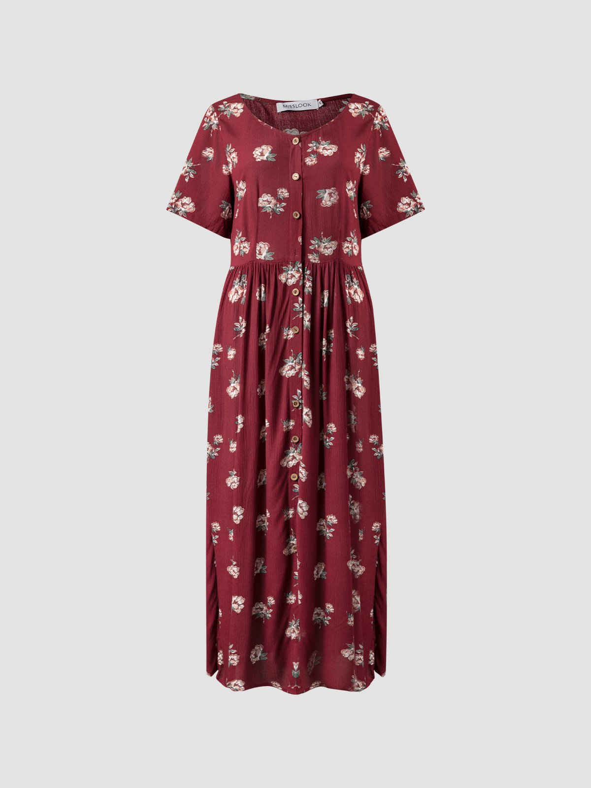 Floral Maxi Dress Short Sleeve Printed Weaving Dress