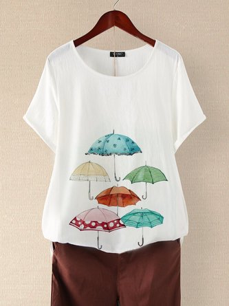 White Cotton-Blend Short Sleeve T-shirt
