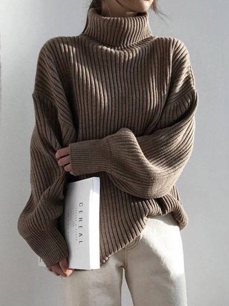 Long Sleeve Simple Turtleneck Sweater