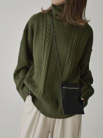 Turtleneck Cotton Simple & Basic Long Sleeve Sweater