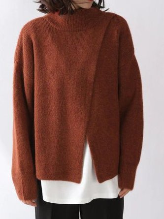 Solid Casual Long Sleeve Sweater