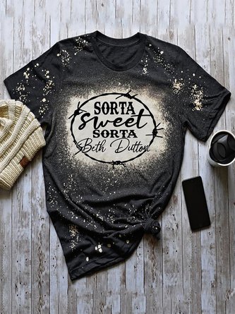 Crew Neck Casual Letter T-shirt