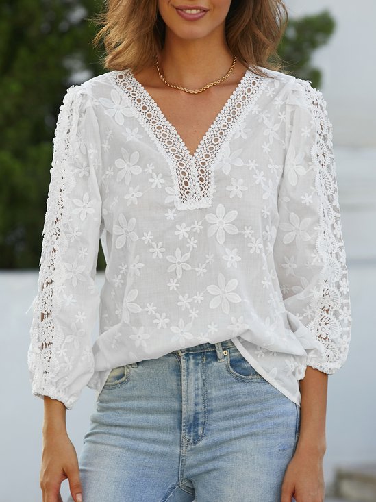 Linen Cotton And Linen Lace Shirt