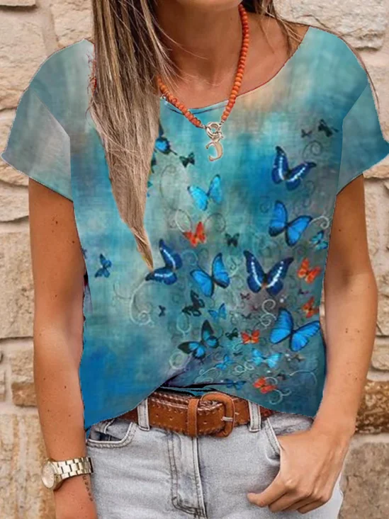 Butterfly Casual Vacation Regular Fit T-shirt