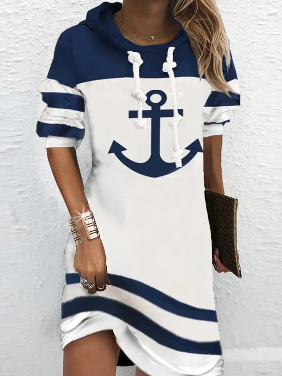 Geometric Loose Cotton-Blend Dresses