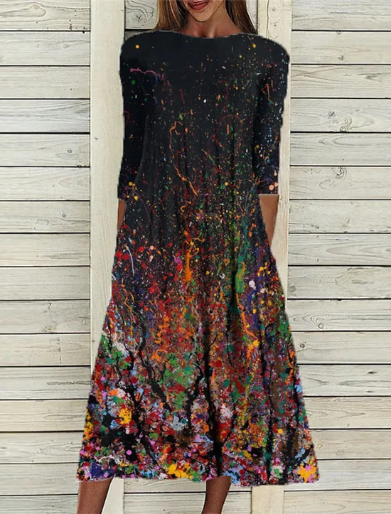 Ombre Regular Fit Casual Long sleeve Dresses