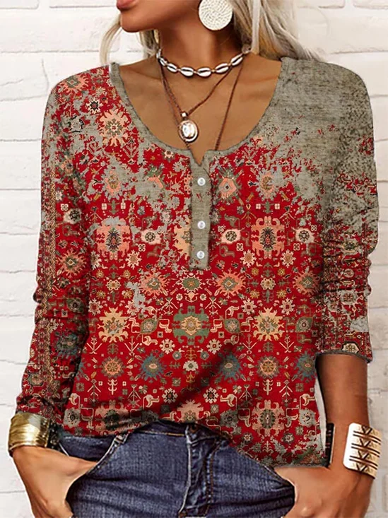 V Neck Cotton-Blend Ethnic Tops