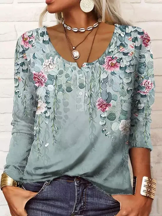 Leaf Cotton-Blend Loose Tops