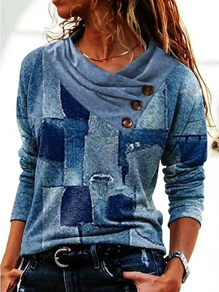 Geometric Crew Neck Casual T-Shirt