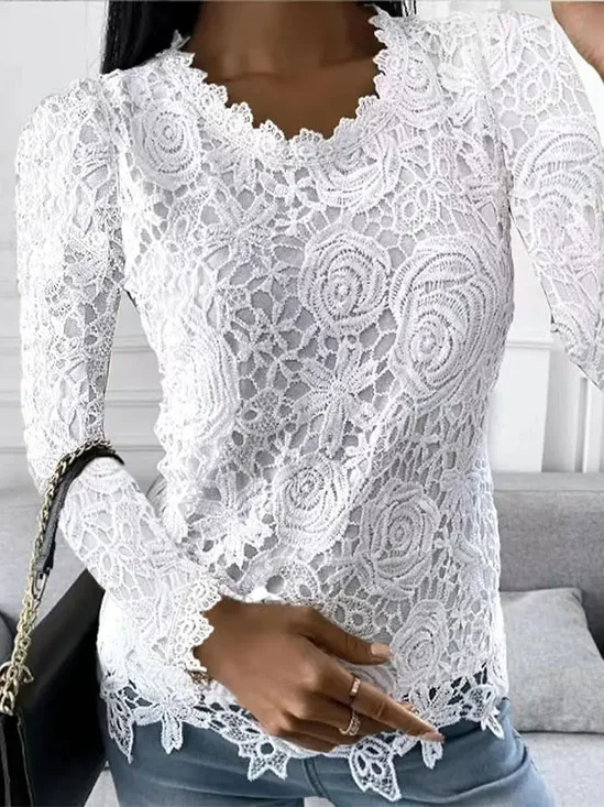 Crew Neck Regular Fit Casual Tops