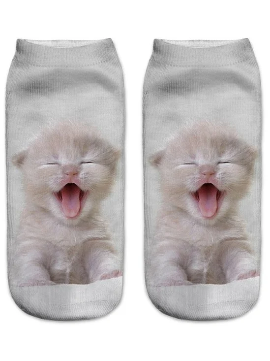 Cute Cat 3D Printed Socks