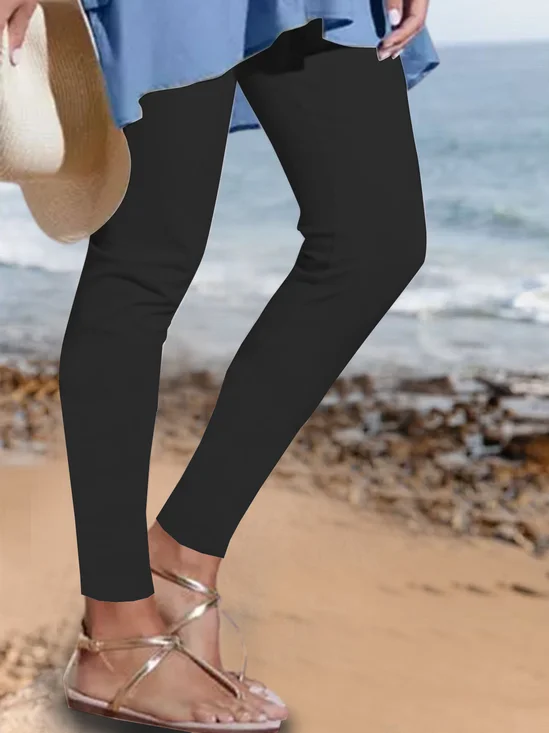 Plain elastic waist foundation simple high elastic PANTS LEGGINGS plus size