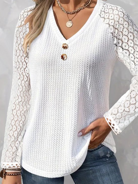 Buttoned Lace Casual Shirt