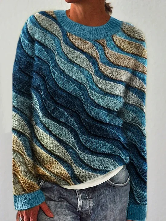 Ombre Loose Casual Crew Neck Sweater